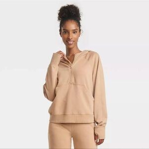JoyLab Women's 1/2 Zip Fleece Pullover - Beige XS nwt